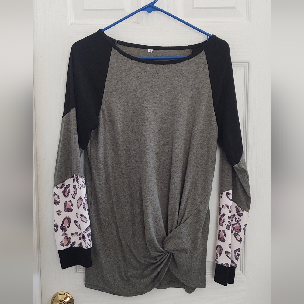 Women's Casual Long Sleeve Tie Front Tunic